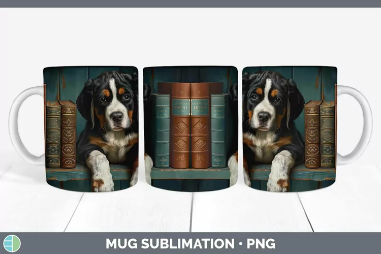 3D Books Greater Swiss Mountain Dog Mug Wrap Sublimation Cof