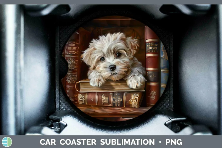3D Books Havanese Dog Car Coaster Sublimation Coaster Design