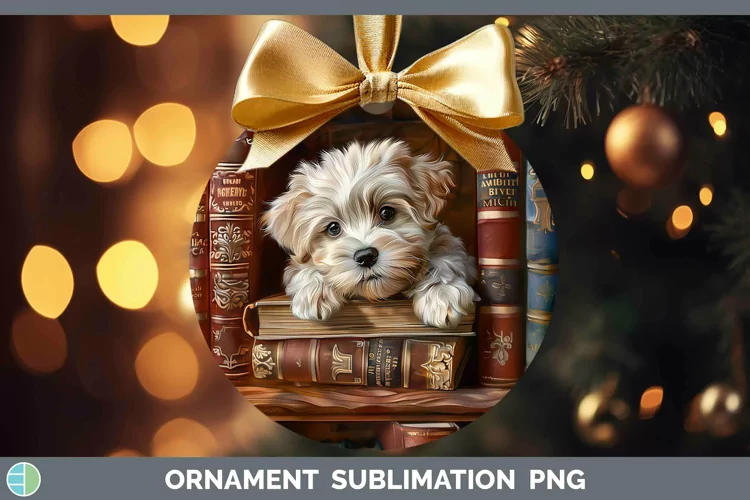 3D Books Havanese Dog Ornament Sublimation Bauble Designs