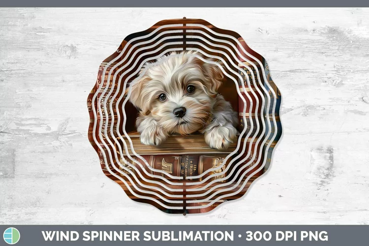 3D Books Havanese Dog Wind Spinner Sublimation Spinner Desig