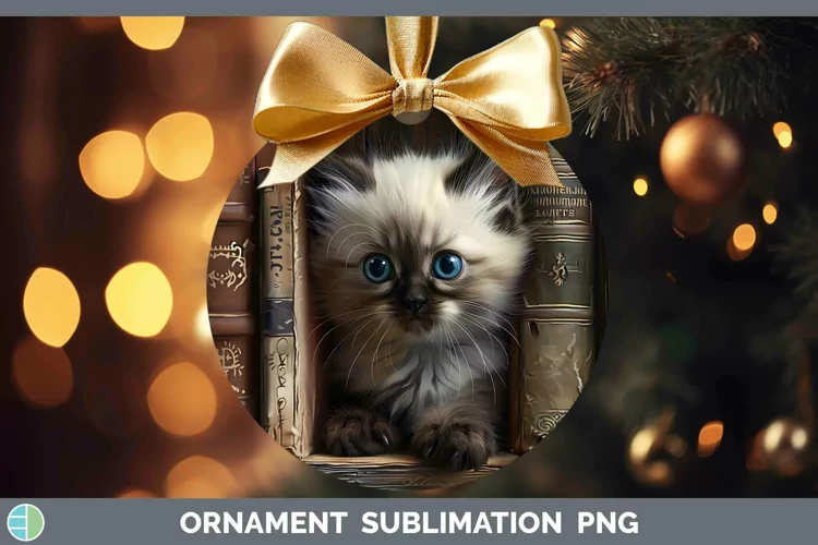 3D Books Himalayan Cat Ornament Sublimation Bauble Designs