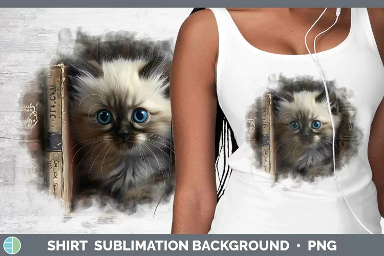 3D Books Himalayan Cat Shirt Sublimation Sublimation Backgro