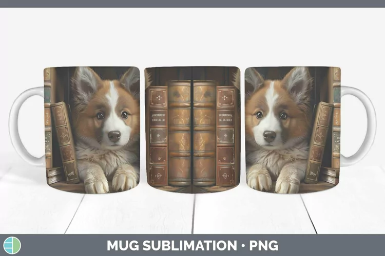 3D Books Icelandic Sheepdog Dog Mug Wrap Sublimation Coffee