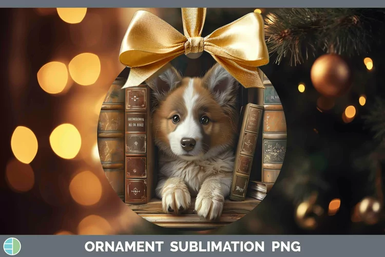 3D Books Icelandic Sheepdog Dog Ornament Sublimation Bauble