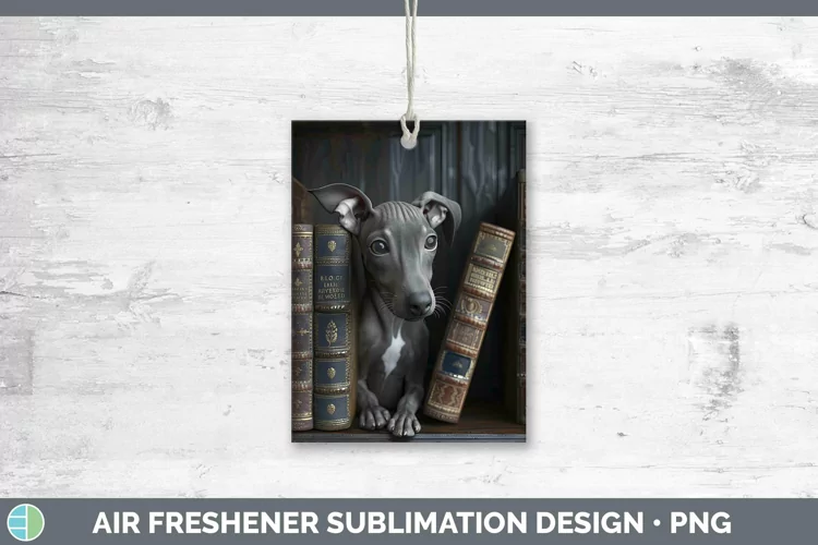 3D Books Italian Greyhound Air Freshener Sublimation Car Fre
