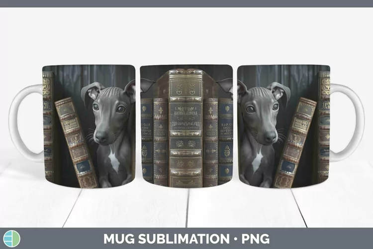 3D Books Italian Greyhound Dog Mug Wrap Sublimation Coffee C