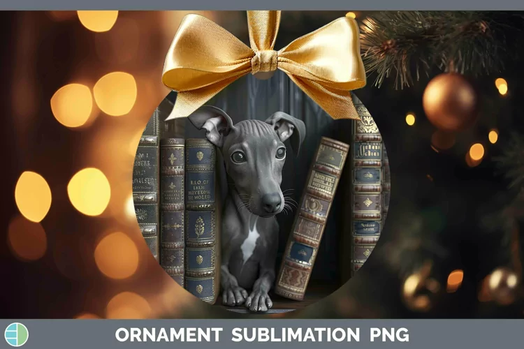 3D Books Italian Greyhound Dog Ornament Sublimation Bauble D