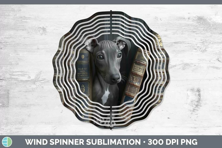 3D Books Italian Greyhound Dog Wind Spinner Sublimation Spin