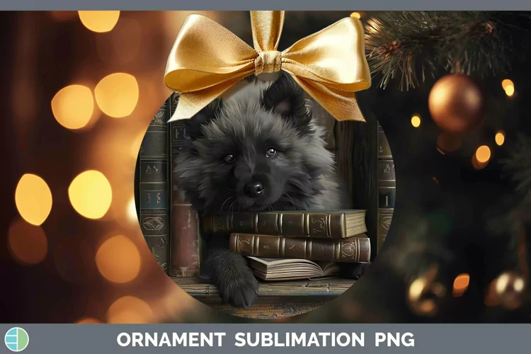 3D Books Keeshond Dog Ornament Sublimation Bauble Designs