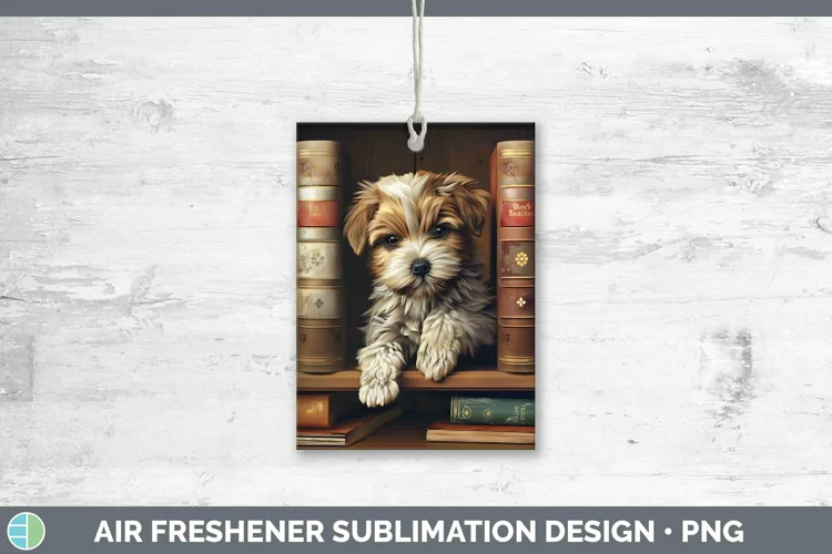 3D Books Lhasa Apso Air Freshener Sublimation Car Freshener