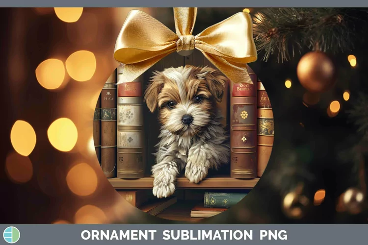 3D Books Lhasa Apso Dog Ornament Sublimation Bauble Designs