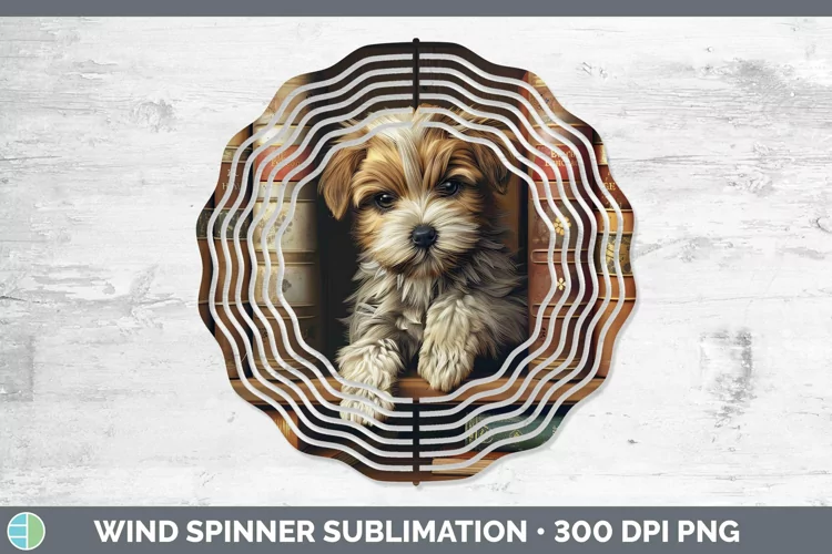 3D Books Lhasa Apso Dog Wind Spinner Sublimation Spinner Des
