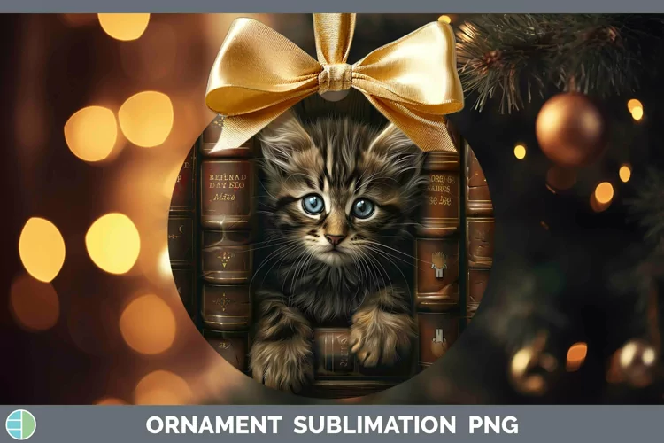 3D Books Maine Coon Cat Ornament Sublimation Bauble Designs