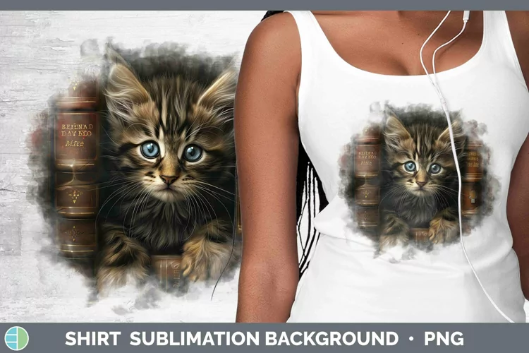 3D Books Maine Coon Cat Shirt Sublimation Sublimation Backgr