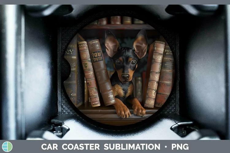 3D Books Manchester Terrier Dog Car Coaster Sublimation Coas