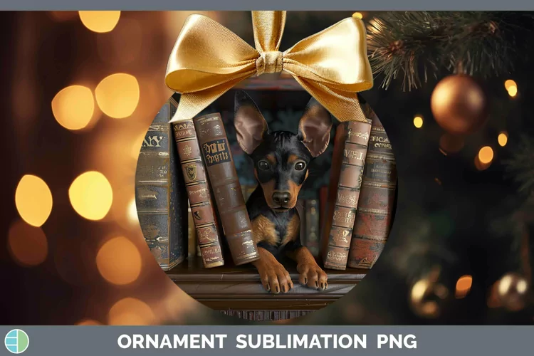 3D Books Manchester Terrier Dog Ornament Sublimation Bauble
