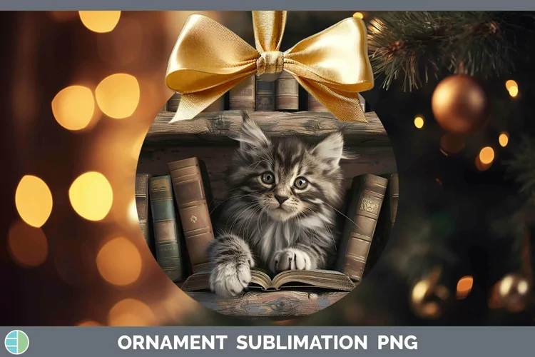 3D Books Norwegian Forest Cat Ornament Sublimation Bauble De