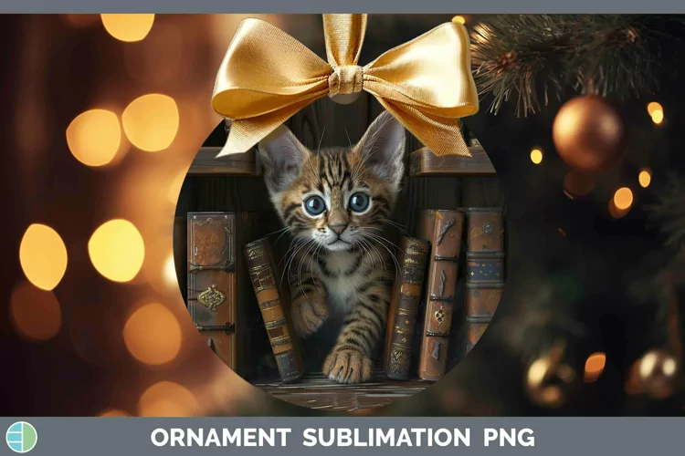 3D Books Ocicat Cat Ornament Sublimation Bauble Designs