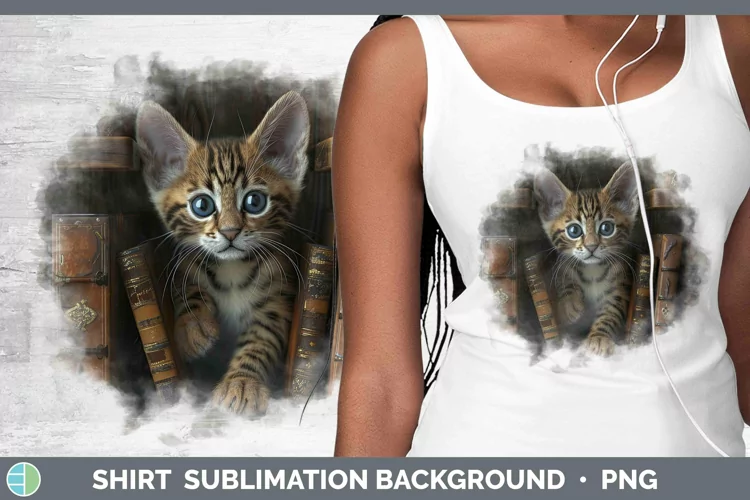 3D Books Ocicat Cat Shirt Sublimation Sublimation Background