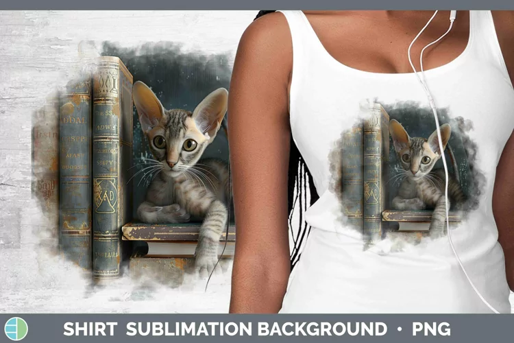 3D Books Oriental Shorthair Cat Shirt Sublimation Sublimatio