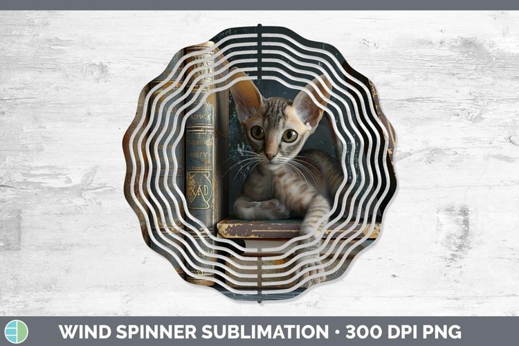 3D Books Oriental Shorthair Cat Wind Spinner Sublimation Spi