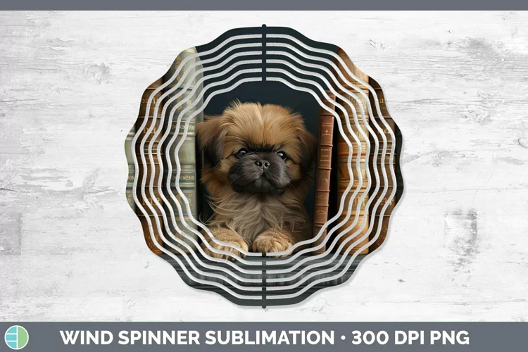 3D Books Pekingese Dog Wind Spinner Sublimation Spinner Desi