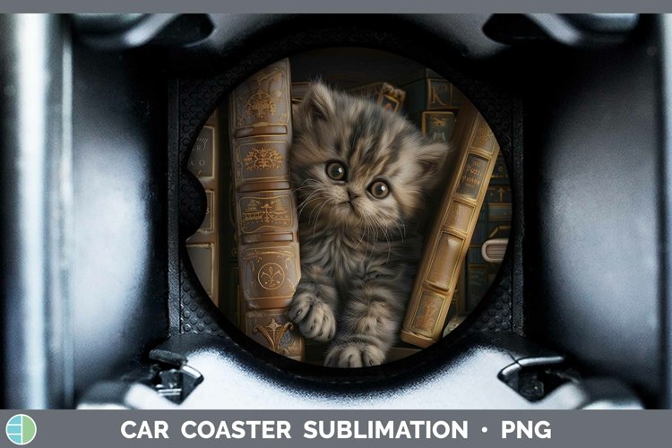 3D Books Persian Cat Car Coaster Sublimation Coaster Designs