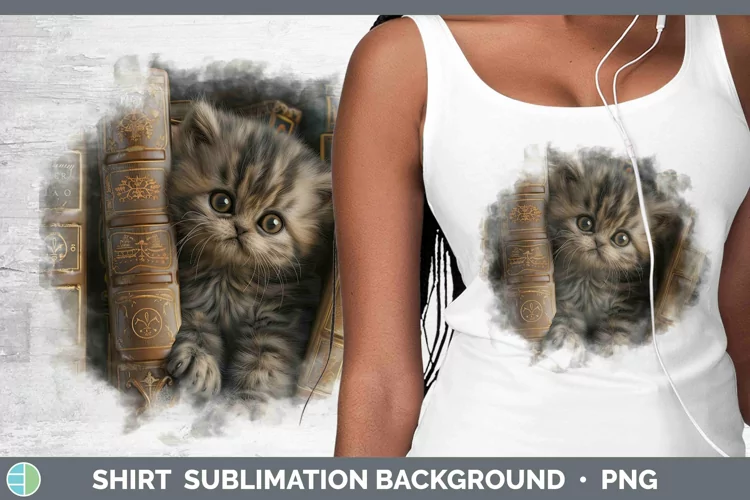 3D Books Persian Cat Shirt Sublimation Sublimation Backgroun