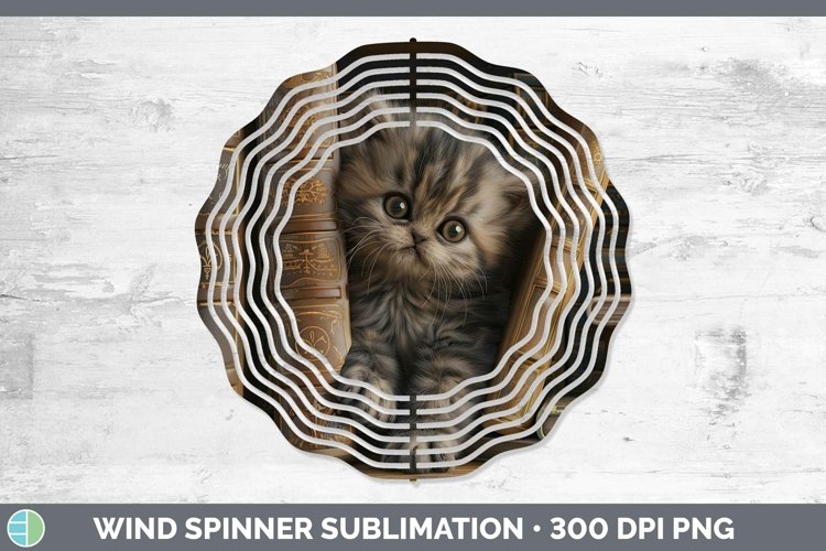 3D Books Persian Cat Wind Spinner Sublimation Spinner Design