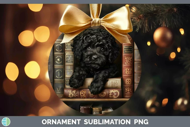 3D Books Portuguese Water Dog Ornament Sublimation Bauble De