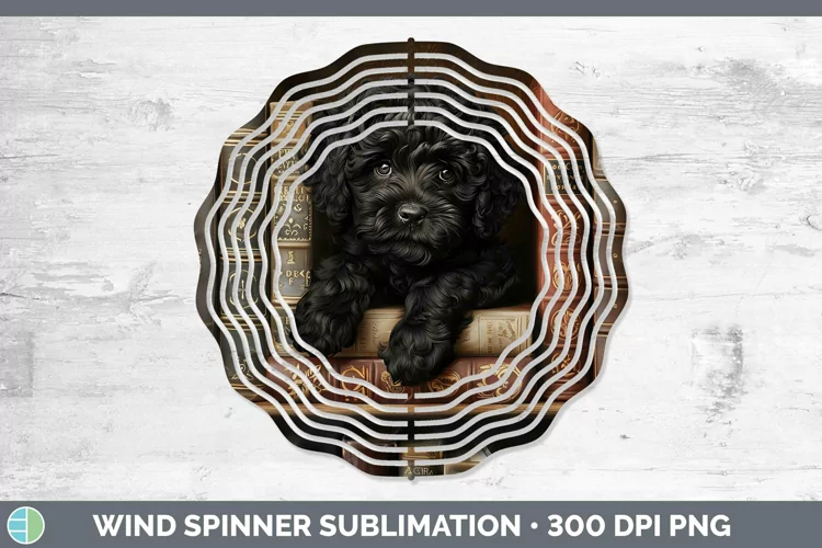 3D Books Portuguese Water Dog Wind Spinner Sublimation Spinn