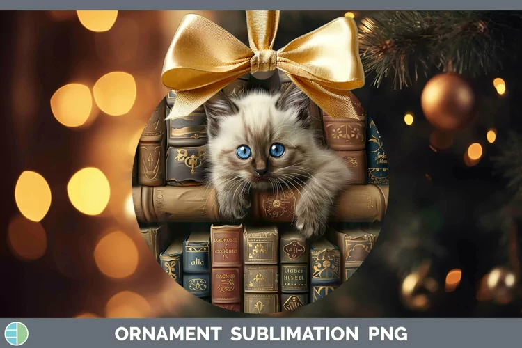 3D Books Ragdoll Cat Ornament Sublimation Bauble Designs