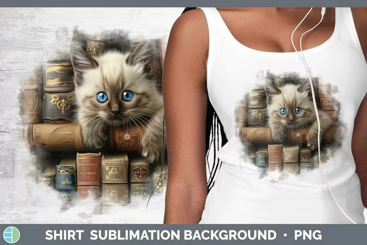 3D Books Ragdoll Cat Shirt Sublimation Sublimation Backgroun