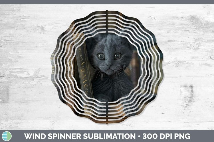3D Books Russian Blue Cat Wind Spinner Sublimation Spinner D