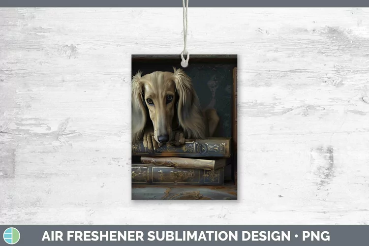 3D Books Saluki Air Freshener Sublimation Car Freshener Desi