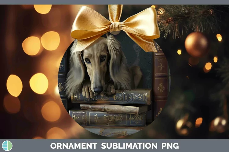 3D Books Saluki Dog Ornament Sublimation Bauble Designs