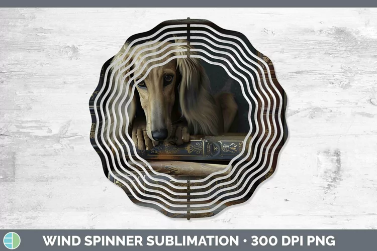 3D Books Saluki Dog Wind Spinner Sublimation Spinner Designs