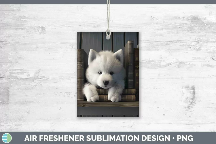 3D Books Samoyed Air Freshener Sublimation Car Freshener Des