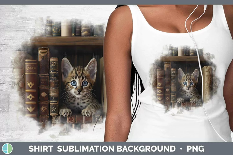 3D Books Savannah Cat Shirt Sublimation Sublimation Backgrou