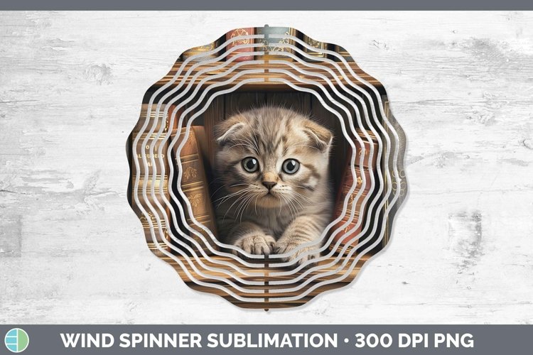 3D Books Scottish Fold Cat Wind Spinner Sublimation Spinner