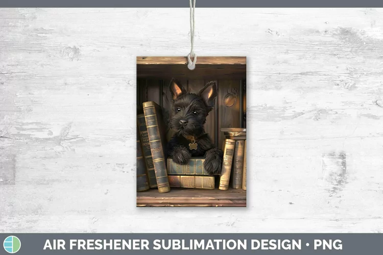 3D Books Scottish Terrier Air Freshener Sublimation Car Fres