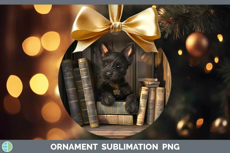 3D Books Scottish Terrier Dog Ornament Sublimation Bauble De