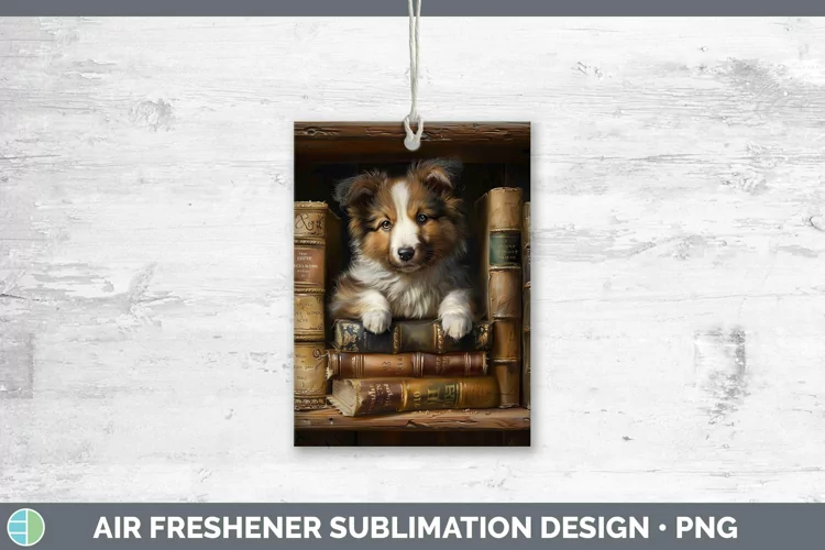 3D Books Shetland Sheepdog Air Freshener Sublimation Car Fre