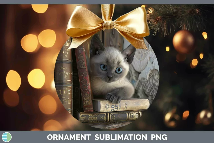 3D Books Siamese Cat Ornament Sublimation Bauble Designs