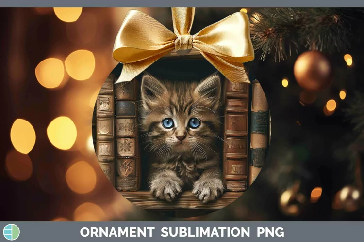 3D Books Siberian Cat Ornament Sublimation Bauble Designs