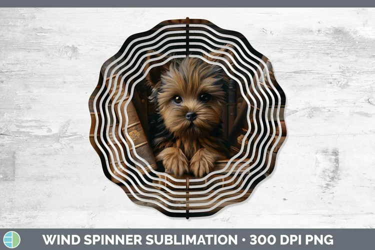 3D Books Silky Terrier Dog Wind Spinner Sublimation Spinner