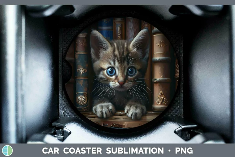 3D Books Singabura Cat Car Coaster Sublimation Coaster Desig