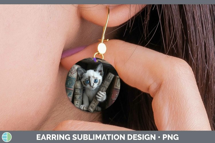 Gorgeous3D Books Round Earrings design.