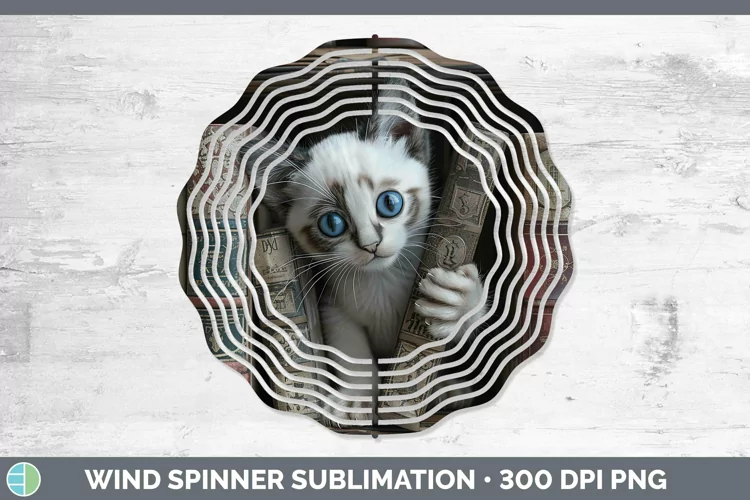 3D Books Snowshoe Cat Wind Spinner Sublimation Spinner Desig