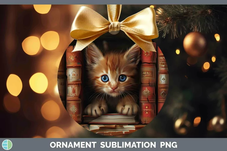 3D Books Somali Cat Ornament Sublimation Bauble Designs